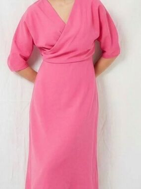 NWT COS Pink Puff-Sleeve Midi Dress - Size 4